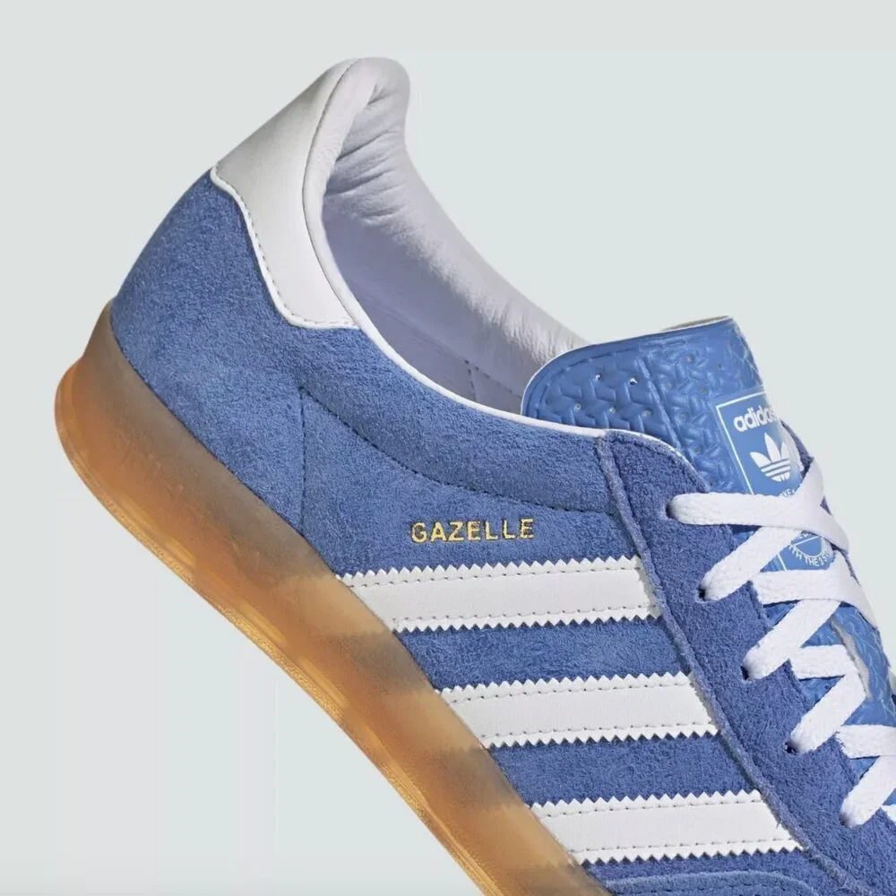 Adidas Women's Gazelle Indoor Sneakers Original Shoes Blue Fusion Gum HQ8717 - Picture 11 of 16